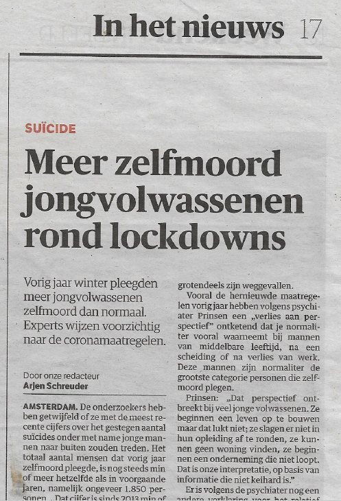 Berichtgeving in de NRC op 15 januari 2022 over het CANS-onderzoek.